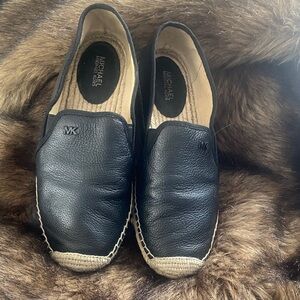 Michael Kors Black Leather Espadrilles